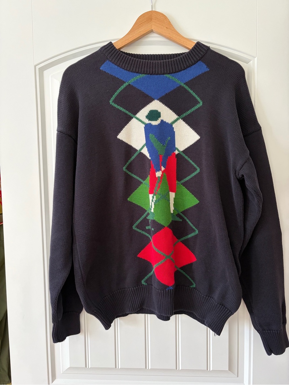 Vintage Jantzen Navy 100% Cotton Golf Themed Crewneck Sweater